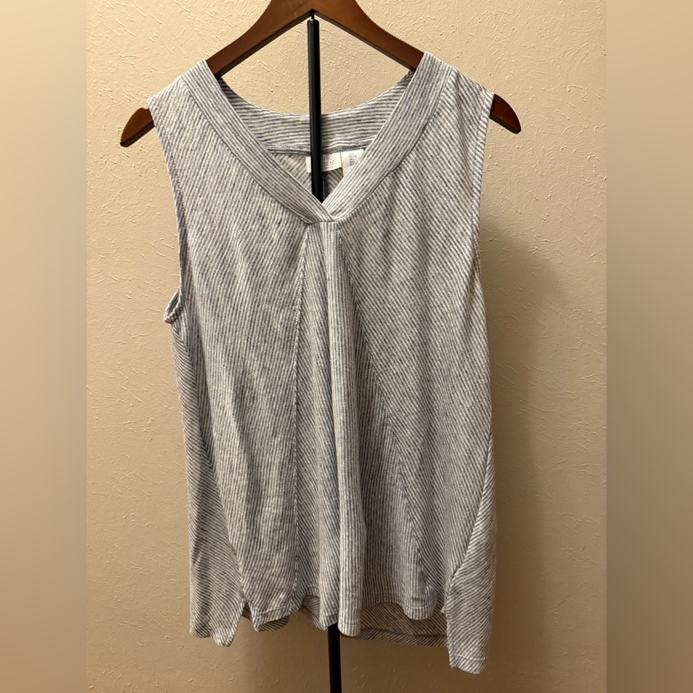 Sigrid Olsen Linen Stripe Tank Top